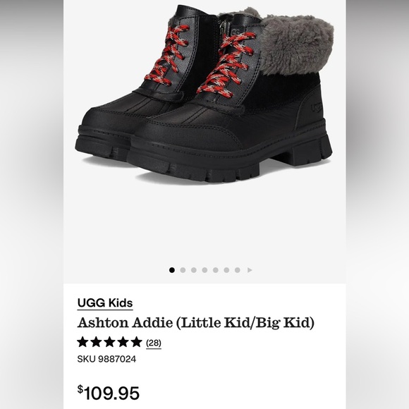 UGG Kids Black Boots with Red Laces. Boys size 1. Worn 2xs - Picture 1 of 9